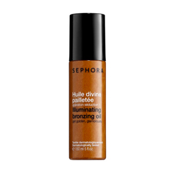 Huile sèche pailletée pour sublimer le bronzage
